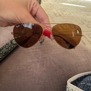 Ray-Ban Gold Frame Sunglasses with Brown Lenses